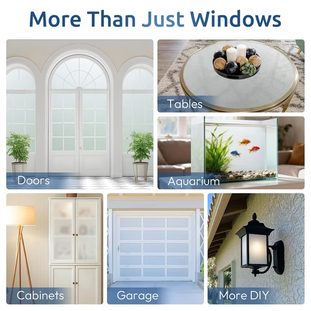 Alt view image 7 of 7 - Window Privacy Film with Tools, Pure, 17.5" x 78.7" | Frosted Glass Decorative UV Blocking Heat Control Static Cling Removable Bathroom Bedroom Door Home Coverings