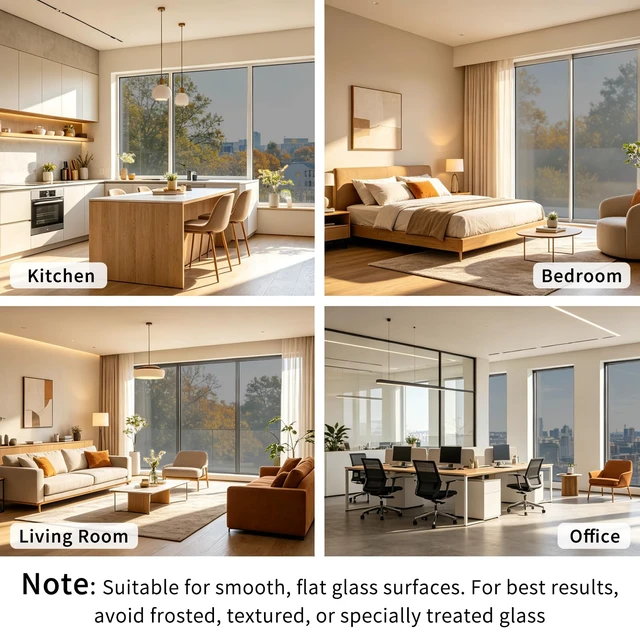 Alt view image 6 of 7 - One Way Privacy Window Film Heat Control Mirror Tint 17.5"×94.48" | Window Tint for Home Daytime Privacy, See Out Not In Mirror Film, Static Cling No Glue, Heat Blocking UV Protection