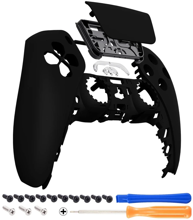 Main image of eXtremeRate Black Soft Touch Touchpad Front Top Shell Compatible with ps5 Controller BDM-010 020 030 040 050, DIY Replacement Shell Custom Touch Pad Cover Compatible with ps5 Controller