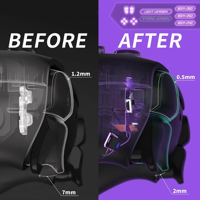 Alt view image 5 of 7 - eXtremeRate Light Version Whole Clicky Kit V2 for PS5 Controller BDM-040 050 060 Shoulder Face Buttons, Micro Switch L2R2 Clicky Hair Trigger Kit Tactile L1R1 Face Buttons Mouse Click for PS5 Control