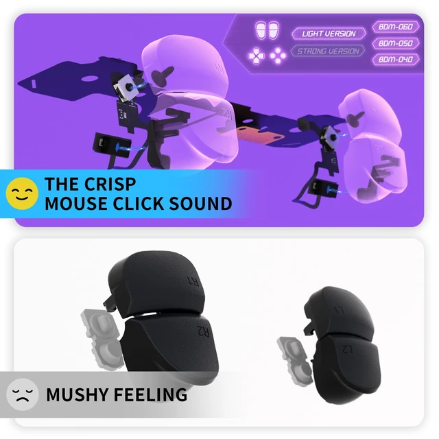 Alt view image 7 of 7 - eXtremeRate Light Version Whole Clicky Kit V2 for PS5 Controller BDM-040 050 060 Shoulder Face Buttons, Micro Switch L2R2 Clicky Hair Trigger Kit Tactile L1R1 Face Buttons Mouse Click for PS5 Control