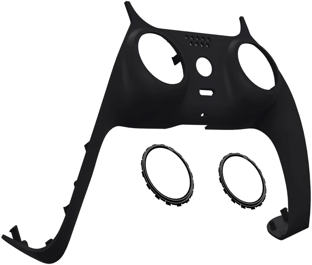 Main image of eXtremeRate Black Decorative Trim Shell Compatible with PS5 Controller, Soft Touch DIY Replacement Clip Shell, Custom Plates Cover Compatible with PS5 Controller with Accent Rings