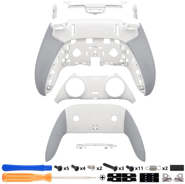 Alt view image 2 of 7 - eXtremeRate Beyond-ARC Bottom Shell Kit Compatible with p s 5 Edge Controller with Rubberized Grip, Replacement Front Back Decorative Trim Shell Plates for p s 5 Edge Controller - White & Gray