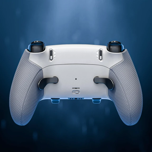 Alt view image 5 of 7 - eXtremeRate Beyond-ARC Bottom Shell Kit Compatible with p s 5 Edge Controller with Rubberized Grip, Replacement Front Back Decorative Trim Shell Plates for p s 5 Edge Controller - White & Gray