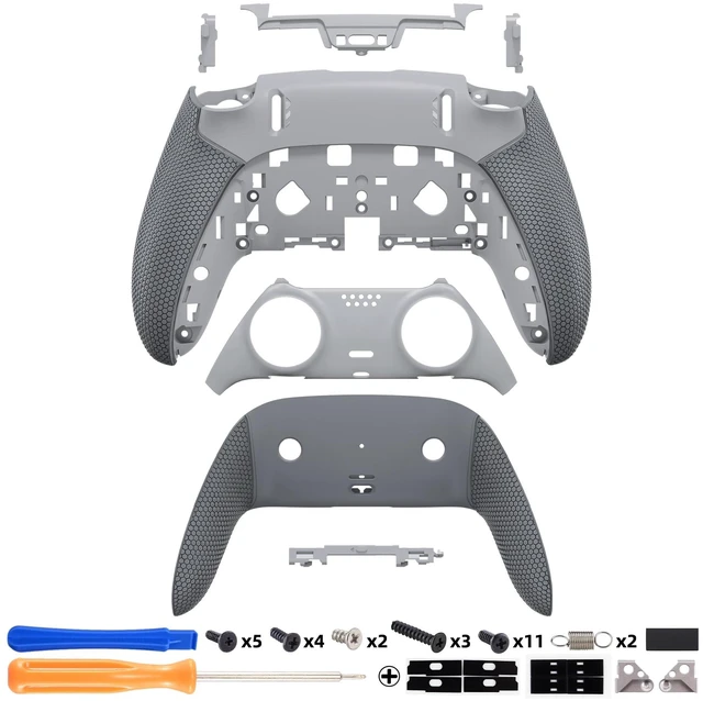 Alt view image 2 of 7 - eXtremeRate Beyond-ARC Bottom Shell Kit Compatible with p s 5 Edge Controller with Rubberized Grip, Replacement Front Back Decorative Trim Shell Plates for p s 5 Edge Controller - Dark & New Hope Gray