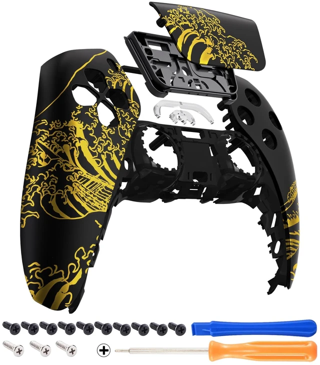 Main image of eXtremeRate Front Housing Shell with Touchpad Compatible with p s 5 Controller BDM-010 020 030 040 050 060, Replacement Shell Cover for p s 5 Controller - The Great Golden Wave Off Kanagawa - Black