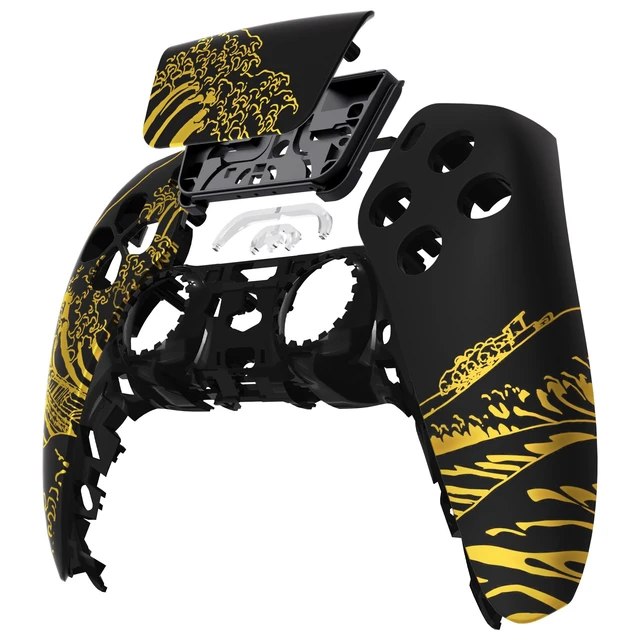 Alt view image 3 of 4 - eXtremeRate Front Housing Shell with Touchpad Compatible with p s 5 Controller BDM-010 020 030 040 050 060, Replacement Shell Cover for p s 5 Controller - The Great Golden Wave Off Kanagawa - Black