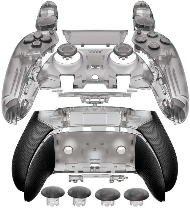 Main image of eXtremeRate Beyond-ARC Full Set Shell Buttons Compatible with p s 5 Edge Controller, Non-Slip Rubberized Grip Back Plate, Faceplate, Decorative Clip Shell, 6-in-1 Swappable Thumbsticks