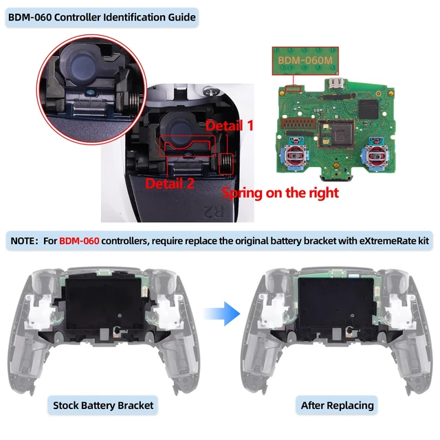 Alt view image 5 of 5 - eXtremeRate Custom Grip Back Plate Bottom Shell Compatible with p s 5 Controller, Replacement Back Shell Cover Compatible with p s 5 Controller - White
