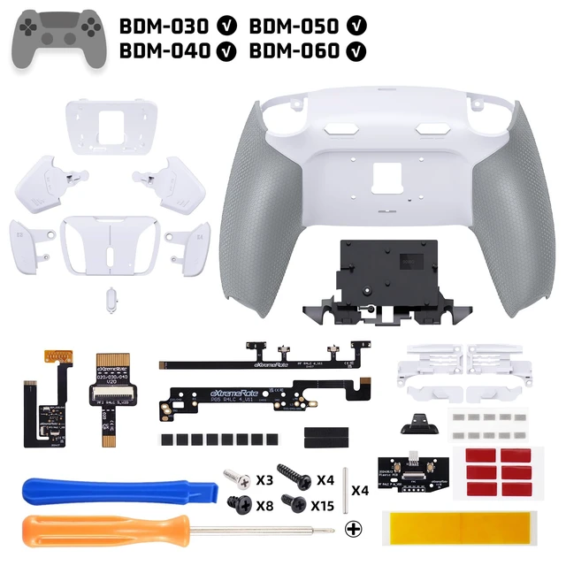 Alt view image 3 of 7 - eXtremeRate RISE4 Plus MAX Back Paddles Kit with Clicky Trigger Stops & Rubberized Grip for PS5 Controller BDM-030 040 050 060, Remappable Back Buttons Kit for PS5 Controller - White Gray