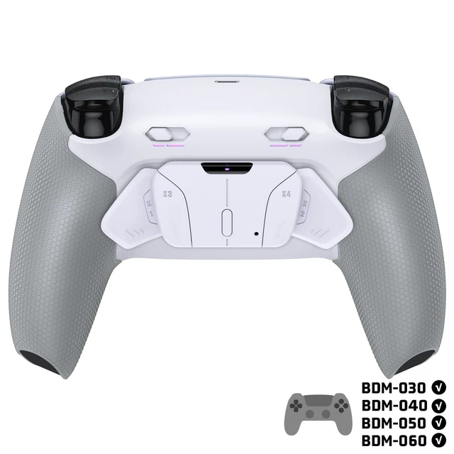 Alt view image 4 of 7 - eXtremeRate RISE4 Plus MAX Back Paddles Kit with Clicky Trigger Stops & Rubberized Grip for PS5 Controller BDM-030 040 050 060, Remappable Back Buttons Kit for PS5 Controller - White Gray