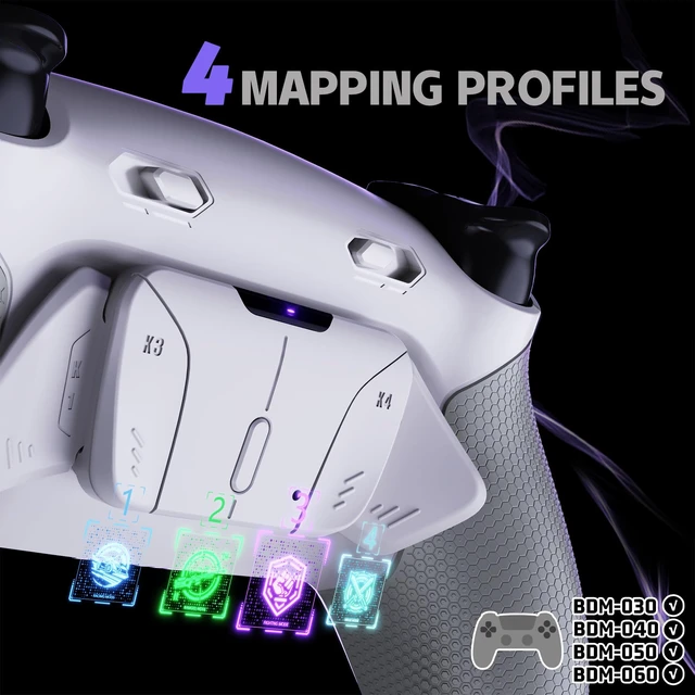 Alt view image 6 of 7 - eXtremeRate RISE4 Plus MAX Back Paddles Kit with Clicky Trigger Stops & Rubberized Grip for PS5 Controller BDM-030 040 050 060, Remappable Back Buttons Kit for PS5 Controller - White Gray