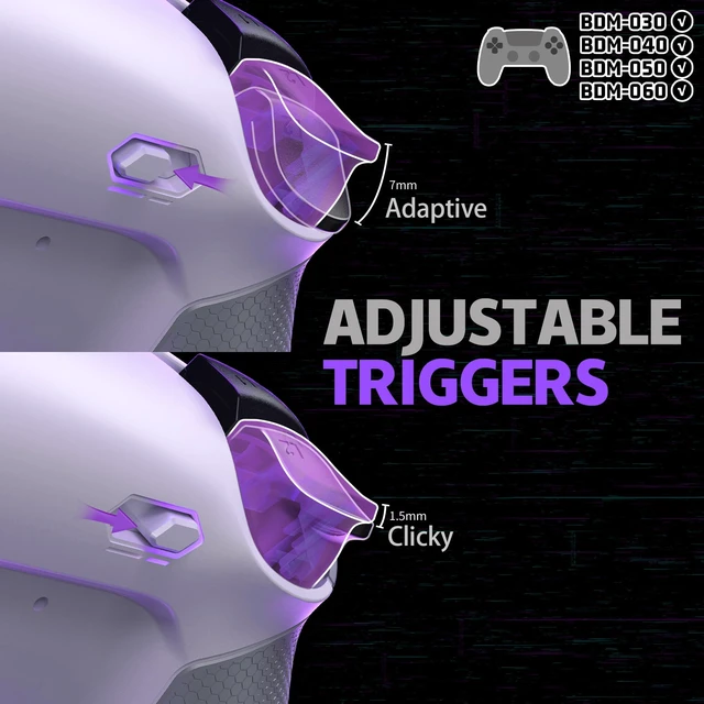 Alt view image 7 of 7 - eXtremeRate RISE4 Plus MAX Back Paddles Kit with Clicky Trigger Stops & Rubberized Grip for PS5 Controller BDM-030 040 050 060, Remappable Back Buttons Kit for PS5 Controller - White Gray