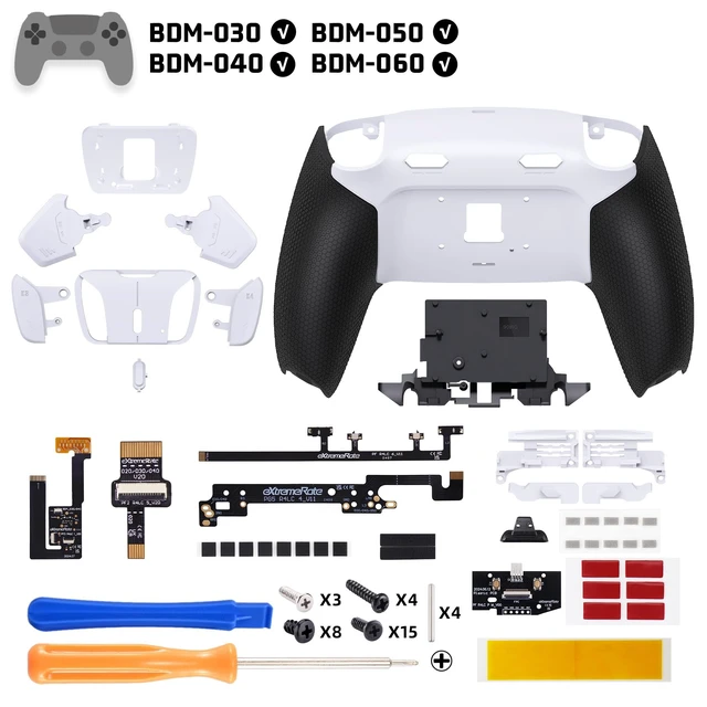 Alt view image 3 of 7 - eXtremeRate RISE4 Plus MAX Back Paddles Kit with Clicky Trigger Stops & Rubberized Grip for PS5 Controller BDM-030 040 050 060, Remappable Back Buttons Kit for PS5 Controller - White Black - White