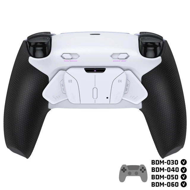 Alt view image 4 of 7 - eXtremeRate RISE4 Plus MAX Back Paddles Kit with Clicky Trigger Stops & Rubberized Grip for PS5 Controller BDM-030 040 050 060, Remappable Back Buttons Kit for PS5 Controller - White Black - White