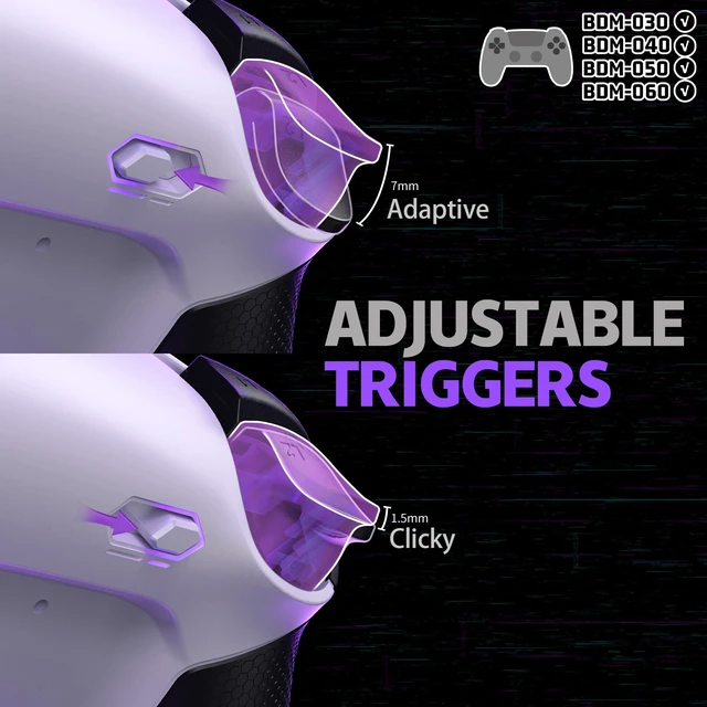 Alt view image 7 of 7 - eXtremeRate RISE4 Plus MAX Back Paddles Kit with Clicky Trigger Stops & Rubberized Grip for PS5 Controller BDM-030 040 050 060, Remappable Back Buttons Kit for PS5 Controller - White Black - White