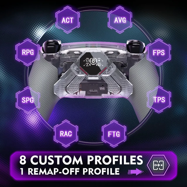 Alt view image 7 of 7 - eXtremeRate SPARK Back Paddles Kit for PS5 Controller BDM-030 040 050 060 Models, OLED Display + Clicky Trigger Stops + Rubberized Grips Remappable 4 Back Buttons Set for PS5 Controller - Clear & Gray