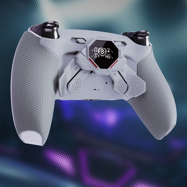 Alt view image 4 of 7 - eXtremeRate SPARK Back Paddles Kit for PS5 Controller BDM-030 040 050 060,OLED Display + Clicky Trigger Stops + Rubberized Grips Remappable 4 Back Buttons Set for PS5 Controller - Gray & New Hope Gray