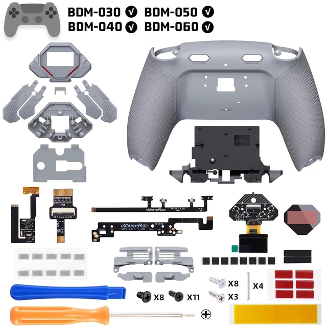 Alt view image 3 of 7 - eXtremeRate SPARK Back Paddles Kit for PS5 Controller BDM-030 040 050 060,OLED Display + Clicky Trigger Stops + Rubberized Grips Remappable 4 Back Buttons Set for PS5 Controller - Gray & New Hope Gray