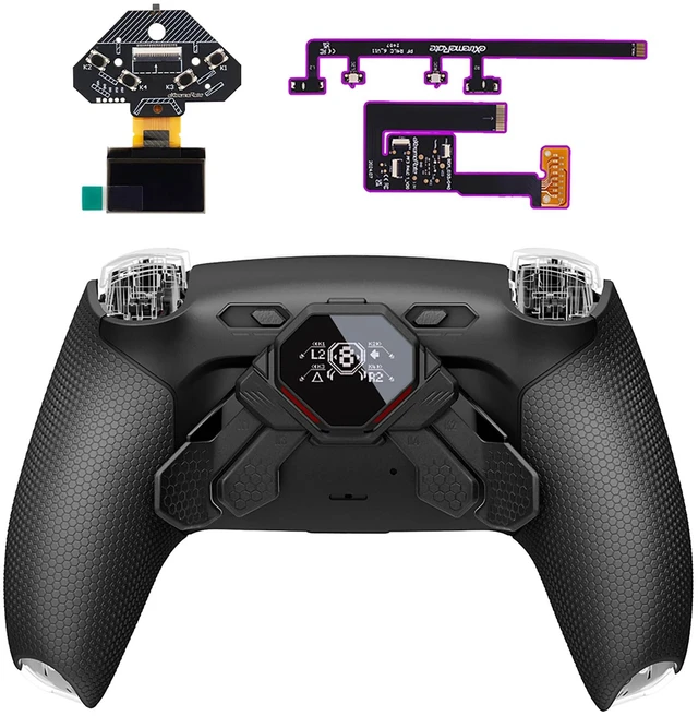 Main image of eXtremeRate SPARK Back Paddles Kit for PS5 Controller BDM-030 040 050 060, OLED Display + Clicky Trigger Stops + Ergonomic Rubberized Grips Remappable 4 Back Buttons Set for PS5 Controller - Black