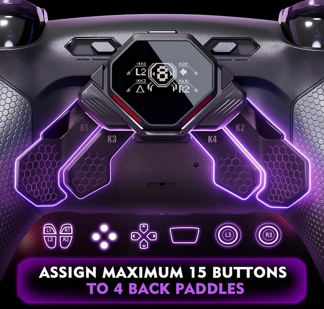 Alt view image 5 of 7 - eXtremeRate SPARK Back Paddles Kit for PS5 Controller BDM-030 040 050 060, OLED Display + Clicky Trigger Stops + Ergonomic Rubberized Grips Remappable 4 Back Buttons Set for PS5 Controller - Black