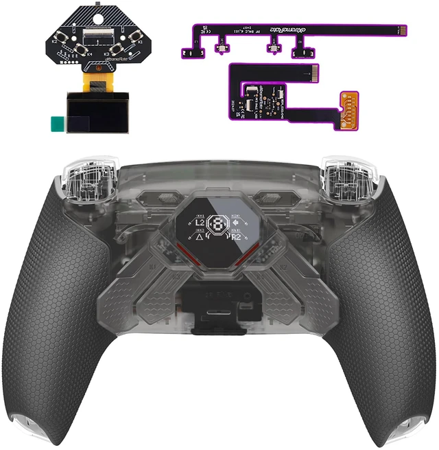 Main image of eXtremeRate SPARK Back Paddles Kit for PS5 Controller BDM-030 040 050 060 Models,OLED Display + Clicky Trigger Stops + Rubberized Grips Remappable 4 Back Buttons Set for PS5 Controller - Clear & Black