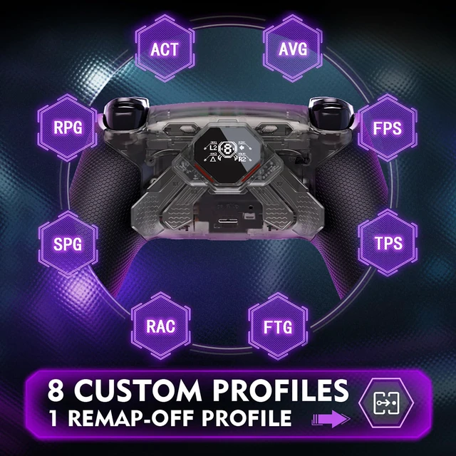 Alt view image 7 of 7 - eXtremeRate SPARK Back Paddles Kit for PS5 Controller BDM-030 040 050 060 Models,OLED Display + Clicky Trigger Stops + Rubberized Grips Remappable 4 Back Buttons Set for PS5 Controller - Clear & Black