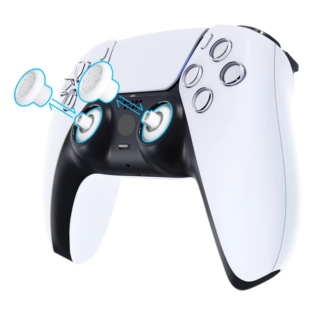 Alt view image 3 of 7 - eXtremeRate ThumbsGear Interchangeable Ergonomic Thumbstick for PS5 Controller, for PS4 All Model Controller - 3 Height Domed and Concave Grips Adjustable Joystick - White