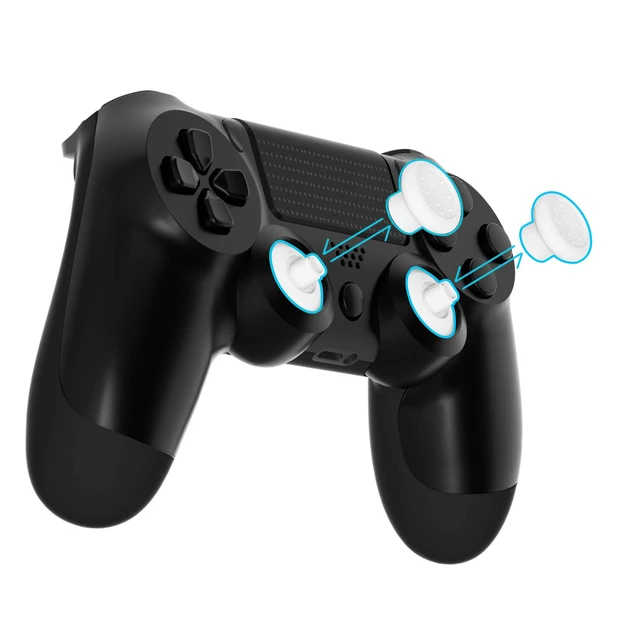 Alt view image 2 of 7 - eXtremeRate ThumbsGear Interchangeable Ergonomic Thumbstick for PS5 Controller, for PS4 All Model Controller - 3 Height Domed and Concave Grips Adjustable Joystick - White