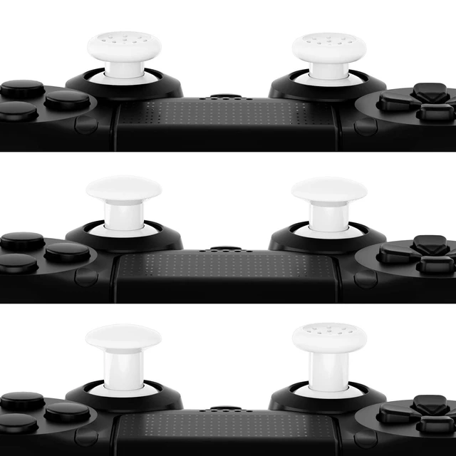 Alt view image 4 of 7 - eXtremeRate ThumbsGear Interchangeable Ergonomic Thumbstick for PS5 Controller, for PS4 All Model Controller - 3 Height Domed and Concave Grips Adjustable Joystick - White