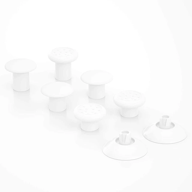 Alt view image 7 of 7 - eXtremeRate ThumbsGear Interchangeable Ergonomic Thumbstick for PS5 Controller, for PS4 All Model Controller - 3 Height Domed and Concave Grips Adjustable Joystick - White