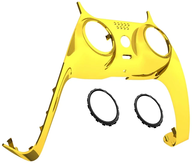 Main image of eXtremeRate Chrome Gold Glossy Decorative Trim Shell Compatible with p s 5 Controller, DIY Replacement Clip Shell, Custom Plates Cover Compatible with p s 5 Controller with Accent Rings