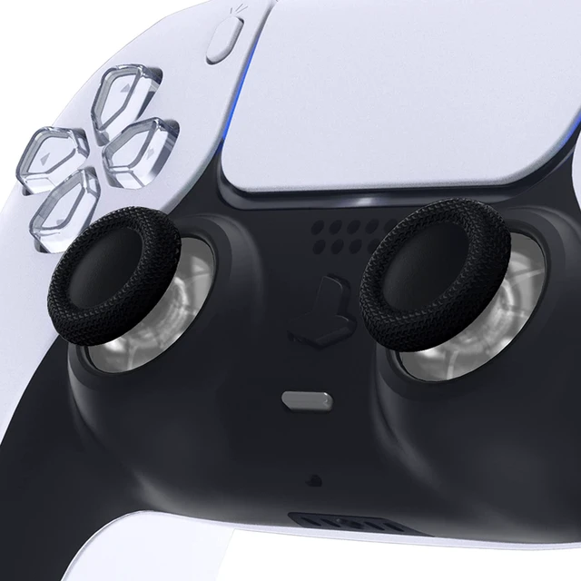 Alt view image 3 of 5 - eXtremeRate Black Clear Replacement Thumbsticks for PS5 Controller, Custom Dual Color Analog Stick Joystick for PS4 Controller Universal