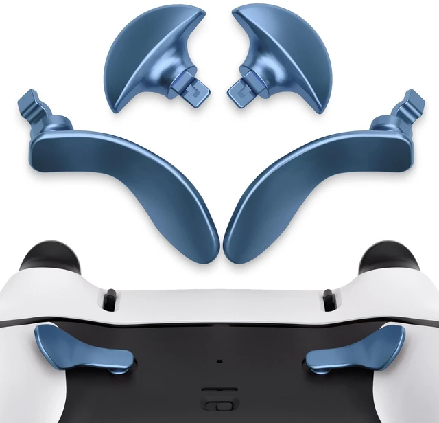 Alt view image 2 of 7 - eXtremeRate Back Paddles for PS5 Edge Controller, Metallic Neptune Blue Replacement Interchangeable 4PCS Metal Back Buttons for PS5 Edge Controller - Controller NOT Included