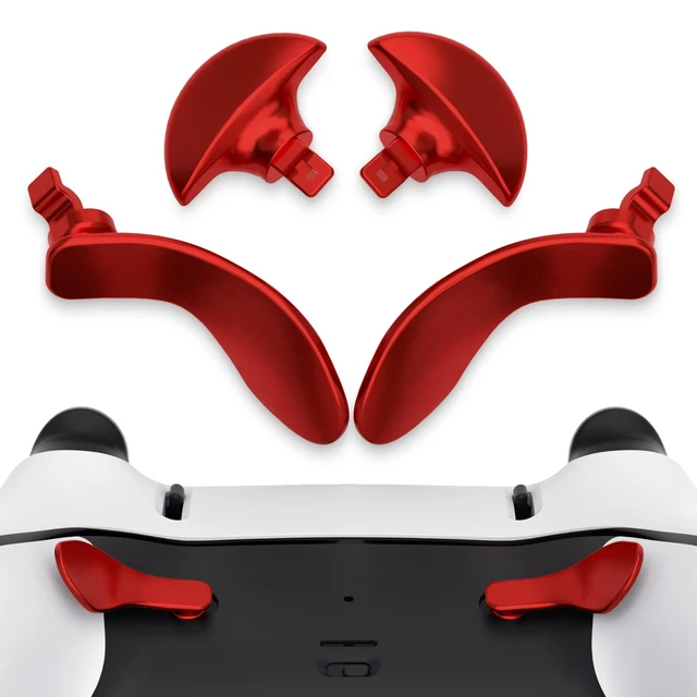 Alt view image 2 of 7 - eXtremeRate Back Paddles for PS5 Edge Controller, Metallic Scarlet Red Replacement Interchangeable 4PCS Metal Back Buttons for PS5 Edge Controller - Controller NOT Included