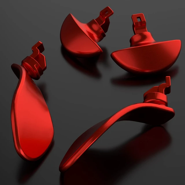 Alt view image 3 of 7 - eXtremeRate Back Paddles for PS5 Edge Controller, Metallic Scarlet Red Replacement Interchangeable 4PCS Metal Back Buttons for PS5 Edge Controller - Controller NOT Included