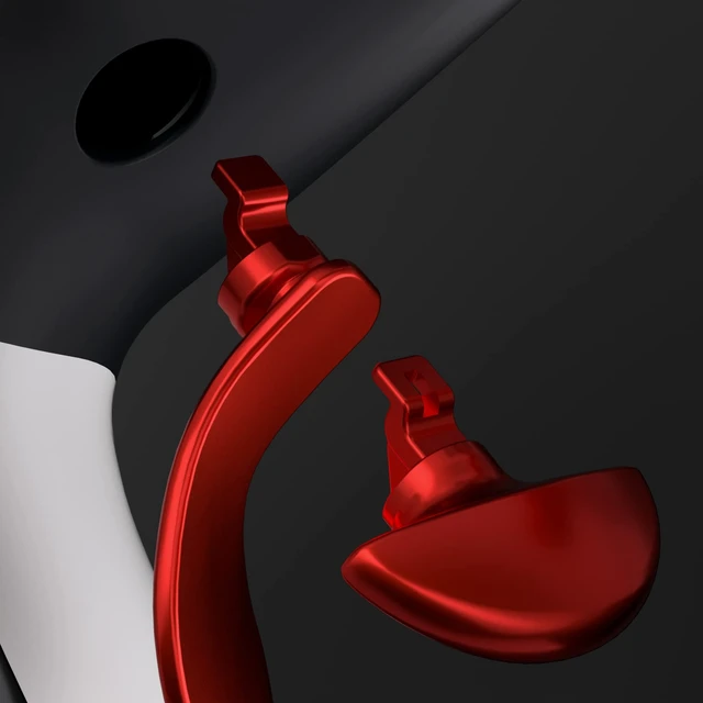 Alt view image 4 of 7 - eXtremeRate Back Paddles for PS5 Edge Controller, Metallic Scarlet Red Replacement Interchangeable 4PCS Metal Back Buttons for PS5 Edge Controller - Controller NOT Included