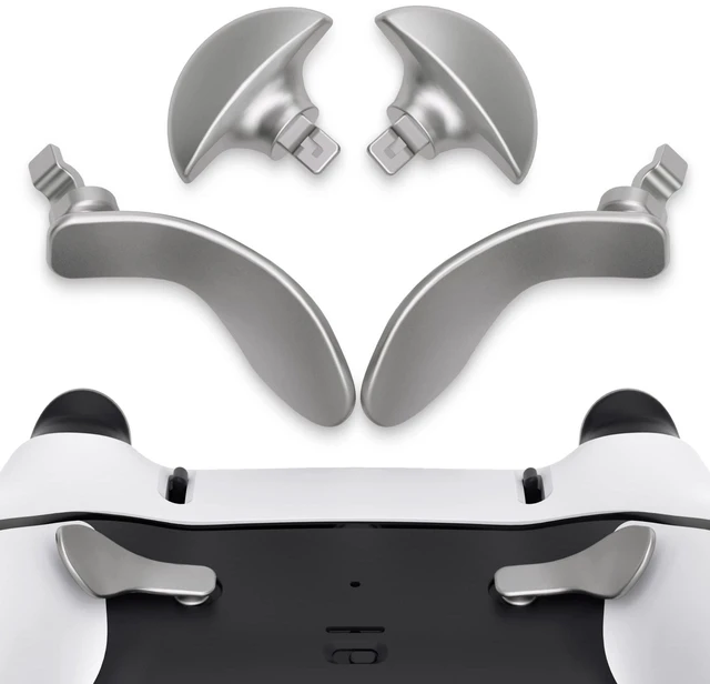 Alt view image 2 of 7 - eXtremeRate Back Paddles for PS5 Edge Controller, Custom 4PCS Metallic Silver Replacement Interchangeable Metal Back Buttons - Without Controller