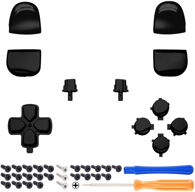 Alt view image 3 of 4 - eXtremeRate Replacement D-pad R1 L1 R2 L2 Triggers Share Options Face Buttons, Chrome Black Full Set Buttons Compatible with ps5 Controller BDM-010 & BDM-020