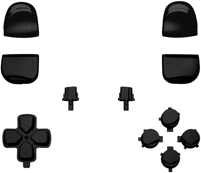 Alt view image 4 of 4 - eXtremeRate Replacement D-pad R1 L1 R2 L2 Triggers Share Options Face Buttons, Chrome Black Full Set Buttons Compatible with ps5 Controller BDM-010 & BDM-020