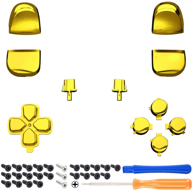 Alt view image 3 of 4 - eXtremeRate Replacement D-pad R1 L1 R2 L2 Triggers Share Options Face Buttons, Chrome Gold Full Set Buttons with Tools Compatible with ps5 Controller BDM-010 & BDM-020 - Without Controller