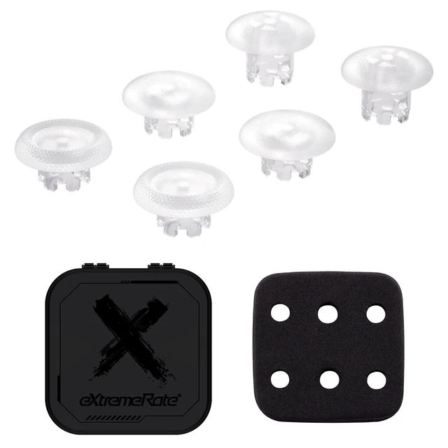 Alt view image 2 of 6 - eXtremeRate Clear Replacement Swappable Thumbsticks for PS5 Edge Controller, Custom Interchangeable Analog Stick Joystick Caps for PS5 Edge Controller - Controller & Thumbsticks Base NOT Included