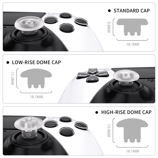 Alt view image 3 of 6 - eXtremeRate Clear Replacement Swappable Thumbsticks for PS5 Edge Controller, Custom Interchangeable Analog Stick Joystick Caps for PS5 Edge Controller - Controller & Thumbsticks Base NOT Included