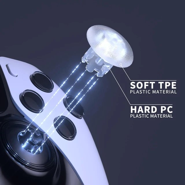 Alt view image 5 of 6 - eXtremeRate Clear Replacement Swappable Thumbsticks for PS5 Edge Controller, Custom Interchangeable Analog Stick Joystick Caps for PS5 Edge Controller - Controller & Thumbsticks Base NOT Included