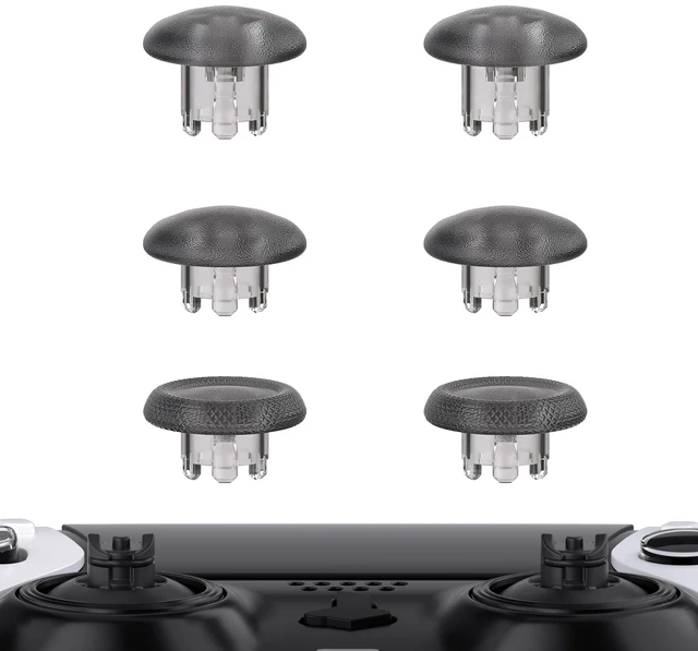 Main image of eXtremeRate Clear Black Replacement Swappable Thumbsticks for PS5 Edge Controller, Custom Interchangeable Analog Stick Joystick Caps for PS5 Edge Controller - Without Controller & Thumbsticks Base