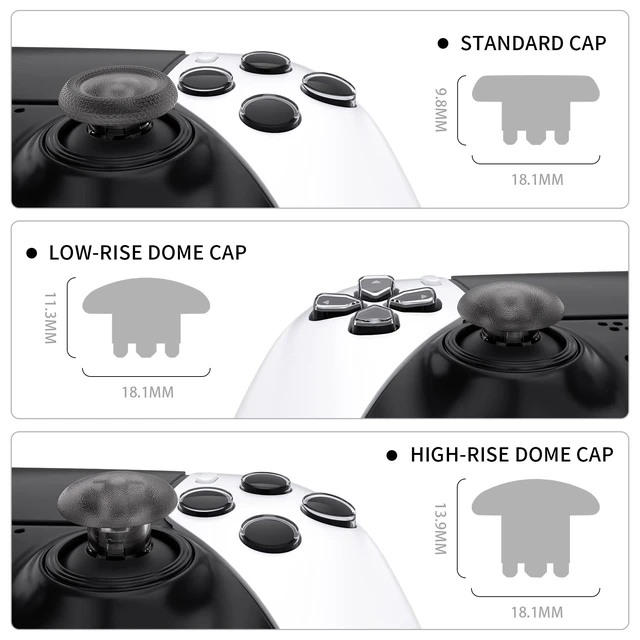 Alt view image 3 of 6 - eXtremeRate Clear Black Replacement Swappable Thumbsticks for PS5 Edge Controller, Custom Interchangeable Analog Stick Joystick Caps for PS5 Edge Controller - Without Controller & Thumbsticks Base