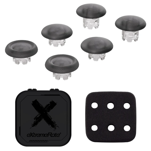 Alt view image 2 of 6 - eXtremeRate Clear Black Replacement Swappable Thumbsticks for PS5 Edge Controller, Custom Interchangeable Analog Stick Joystick Caps for PS5 Edge Controller - Without Controller & Thumbsticks Base