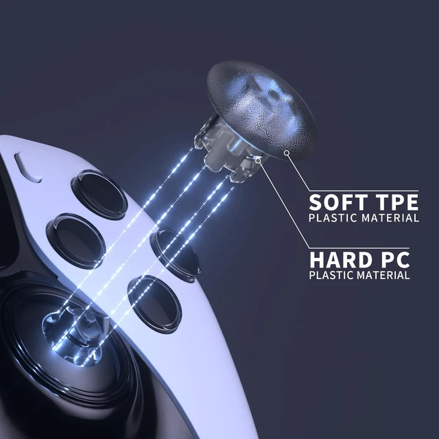 Alt view image 5 of 6 - eXtremeRate Clear Black Replacement Swappable Thumbsticks for PS5 Edge Controller, Custom Interchangeable Analog Stick Joystick Caps for PS5 Edge Controller - Without Controller & Thumbsticks Base