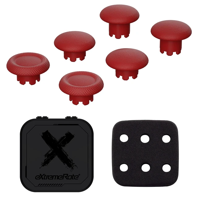 Alt view image 2 of 6 - eXtremeRate Carmine Red Replacement Swappable Thumbsticks for PS5 Edge Controller, Custom Interchangeable Analog Stick Joystick Caps for PS5 Edge Controller - Controller & Thumbstick Base NOT Included