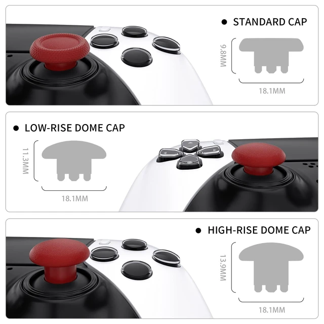 Alt view image 3 of 6 - eXtremeRate Carmine Red Replacement Swappable Thumbsticks for PS5 Edge Controller, Custom Interchangeable Analog Stick Joystick Caps for PS5 Edge Controller - Controller & Thumbstick Base NOT Included